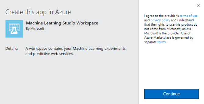 Screenshot Machine Learning Studio Workspace